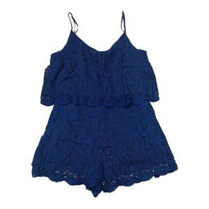In the Beginning Blue Lace Sleeveless Romper S